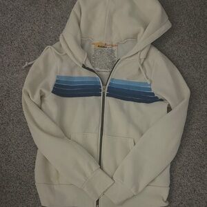 Aviator Nation Cream Hoodie with Blue Stripes